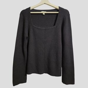 Nine West Ribbed Knit Top Blouse Women's XXL Black Stretchy Minimalist Neutral